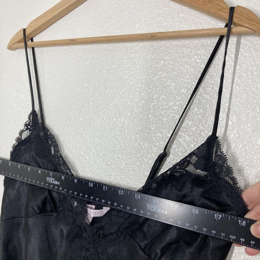 Victoria's Secret Chemise Nightgown Y2K Small Black Satin Lace Sleep Slip - Picture 6 of 14